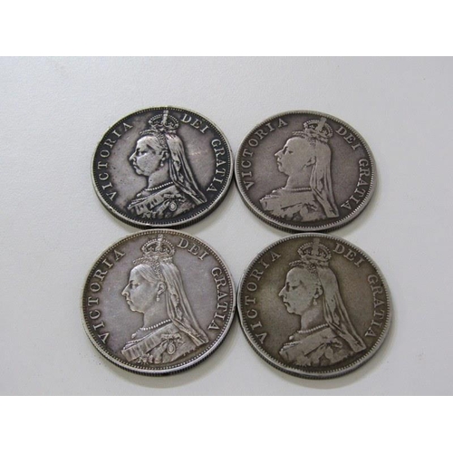 20 - Victoria silver double florins x4, 1887 & 1889 x3