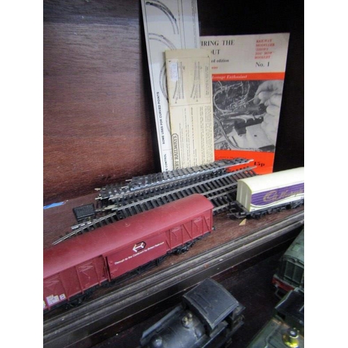 212 - RAILWAYS, 4 x 00 gauge locomotives, Hornby haulage coach, various track, etc all in box