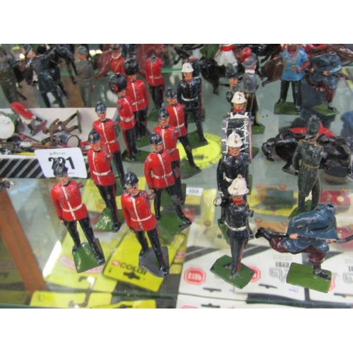 221 - LEAD TOY FIGURES, (some Britains) collection of lead figures; soldiers, footman, militaria, cowboys,... 