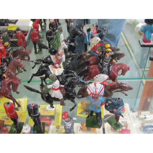 221 - LEAD TOY FIGURES, (some Britains) collection of lead figures; soldiers, footman, militaria, cowboys,... 