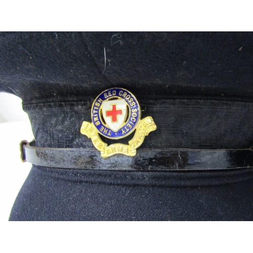 224 - CAPS - Ambulance Service cap by Bakers & Co, also British Red Cross Society emblem cap