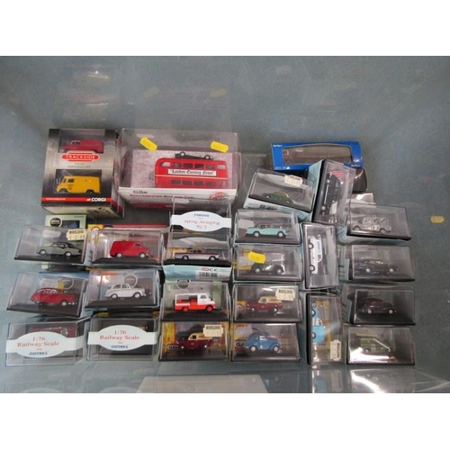 263 - CRATE OF 1:76 BOXED OXFORD DIECAST VEHICLES, good collection of Oxford scale models including Morris... 