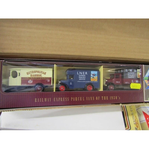 311 - DIECAST VEHICLES, collection of 5 Walkers Crisps vintage delivery vans, Lledo rail express parcel va... 