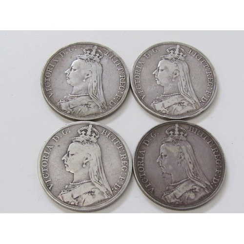 43 - Victorian silver crowns, 1888 x2 & 1889 x2