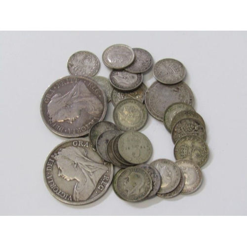 54 - 1896/1900 Victoria silver halfcrowns, 1887 shilling together with pre-1947 1896/1900 Victoria silver... 