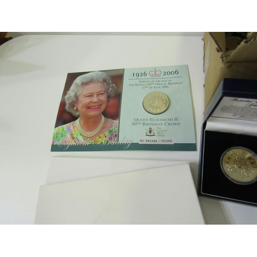 57 - 2006/2007 silver proof  five pounds, Victoria Cross/Diamond Wedding; gold-plated silver proof £5 in ... 