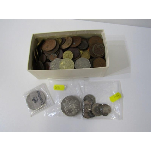 58 - Small collection of world silver, 41 grams, together with a box of GB & world modern crowns etc incl... 