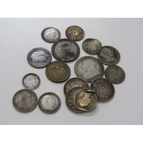 8 - 1903 Edward VII silver Maundy 4, 3 & 2 pence (penny missing), pre-1920 silver shilling, sixpences x3... 