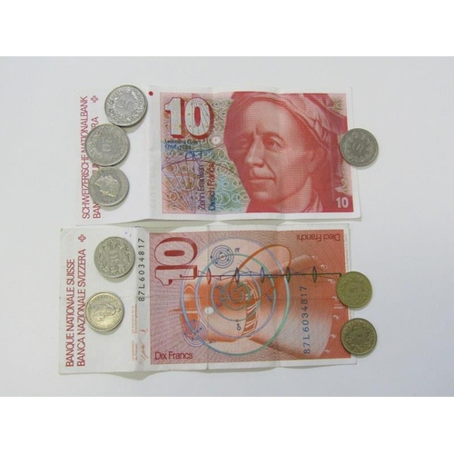 85 - 4161       Swiss polymer10 francs banknotes x2 (current circulation); half franc coin etc