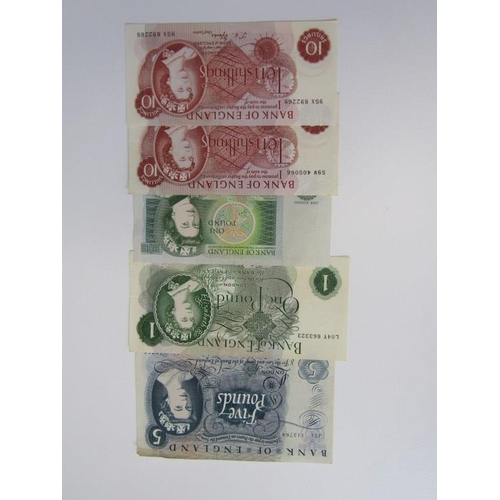 88 - Series ‘C’ Portrait five pounds, Hollom issue J31; Fford & Page one pound; Fford ten shillings x2