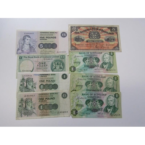 92 - 1982 Clydesdale Bank MacMillan five pounds; 1910 National Bank of Scotland one pound; Bank of Scotla... 