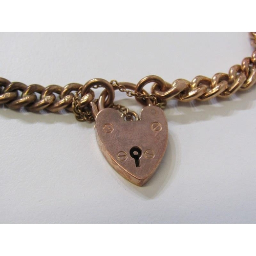 13 - GOLD BRACELET, 9ct rose gold curb link bracelet with padlock clasp, 14.8 grams