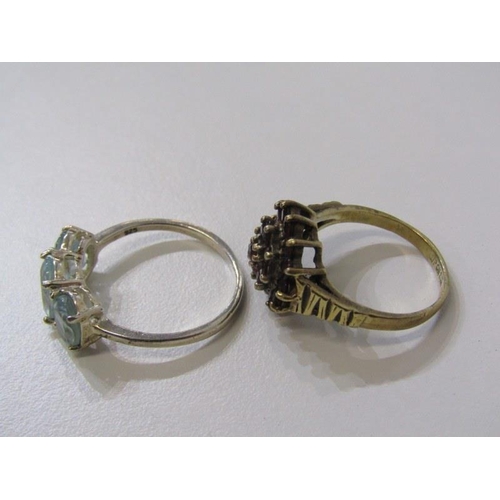 17 - 7 SILVER & SILVER GILT RINGS, 7 assorted rings, some stone set, some silver gilt, various sizes