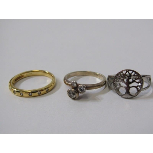 17 - 7 SILVER & SILVER GILT RINGS, 7 assorted rings, some stone set, some silver gilt, various sizes