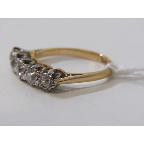 21 - QUALITY 5 STONE DIAMOND RING, 18ct yellow gold ring, set 5 well matched round brilliant cut diamonds... 