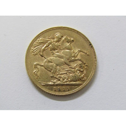 34 - GOLD SOVEREIGN, George V 1911 gold sovereign, higher grade