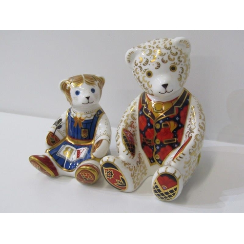 355 - ROYAL CROWN DERBY PAPERWEIGHTS, School Girl Teddy and Waistcoat Teddy