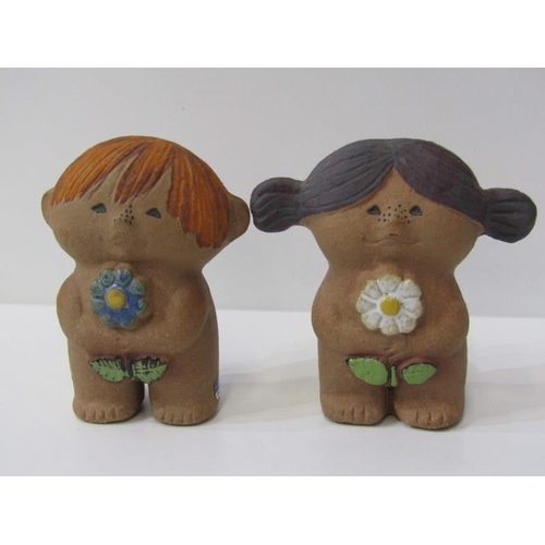 359 - RETRO GUSTAVSBERG POTTERY, pair of Adam and Eve figures, designed by Lisa Larsson, 12cm height