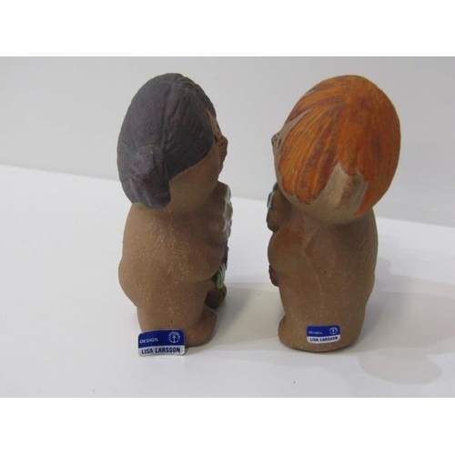 359 - RETRO GUSTAVSBERG POTTERY, pair of Adam and Eve figures, designed by Lisa Larsson, 12cm height