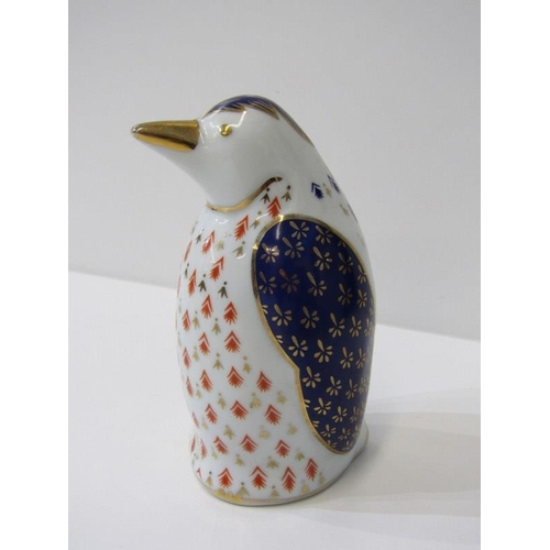 363 - ROYAL CROWN DERBY PAPERWEIGHTS, Seated Cat and Chicken, together with similar Penguin Chick