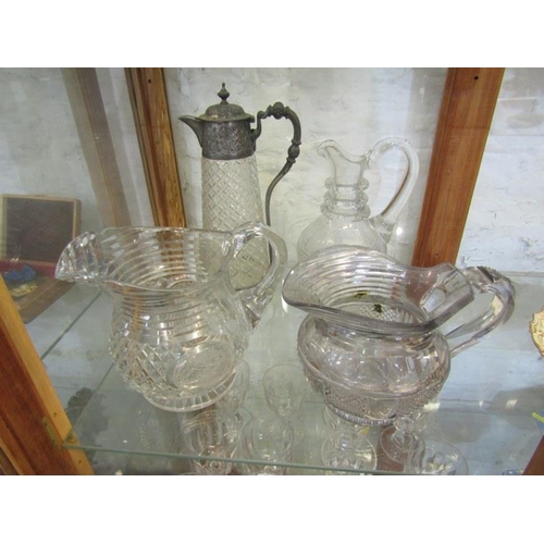 364 - ANTIQUE CUT GLASS, 2 Georgian cut glass water jugs, flagon and claret jug