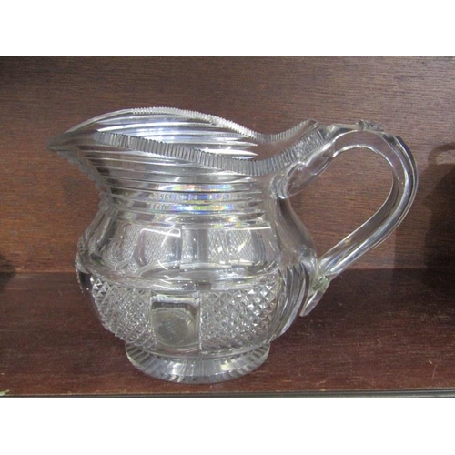 364 - ANTIQUE CUT GLASS, 2 Georgian cut glass water jugs, flagon and claret jug