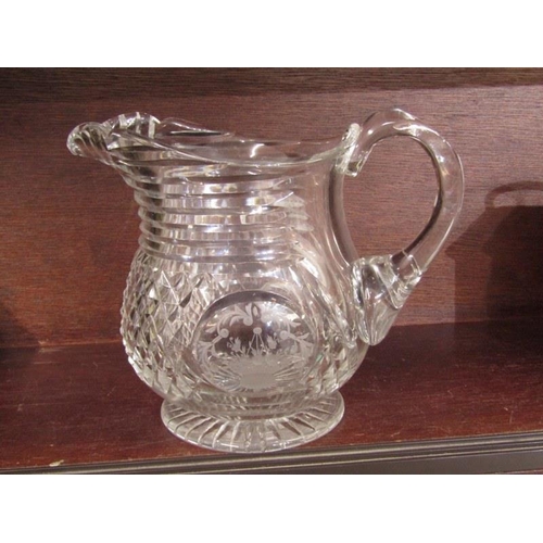 364 - ANTIQUE CUT GLASS, 2 Georgian cut glass water jugs, flagon and claret jug