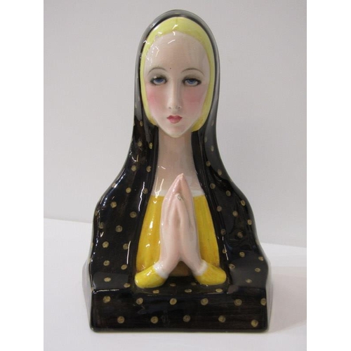 379 - LENCI, table top figure of praying young lady with gilded head dress, 22cm (finger tip chipped)