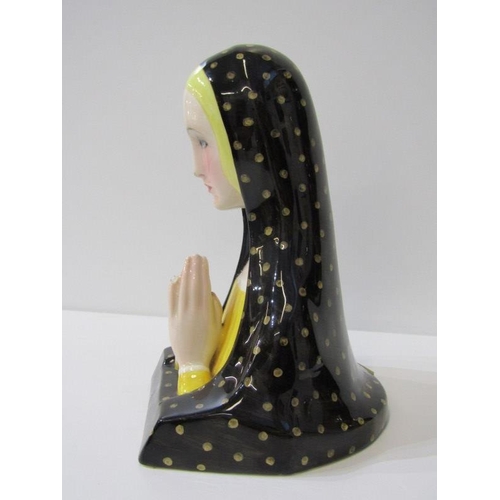 379 - LENCI, table top figure of praying young lady with gilded head dress, 22cm (finger tip chipped)