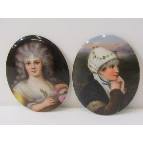 382 - ANTIQUE PORCELAIN PORTRAIT PLAQUE, oval porcelain plaque 