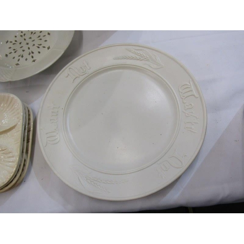 389 - VICTORIAN TONGUE DISH, set of 4 scallop dishes, Wedgwood strainer dish and 2 Victorian bread plates