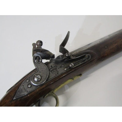 405 - EARLY 19th CENTURY FLINTLOCK PISTOL, long Sea service flintlock pistol with walnut stock, circa 1800... 