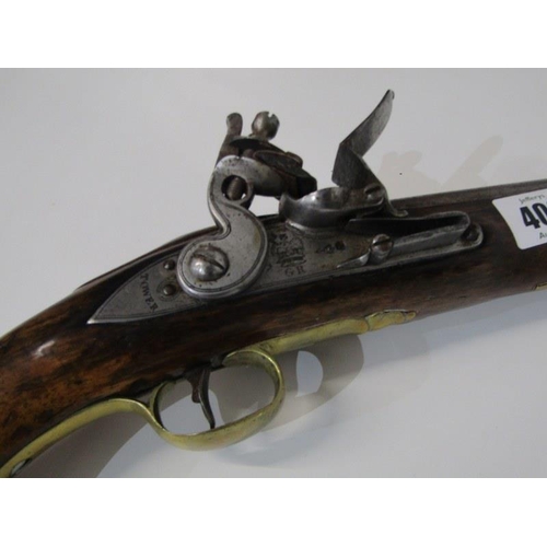 406 - EARLY 19th CENTURY FLINTLOCK PISTOL, short Sea service flintlock pistol with walnut stock, circa 180... 