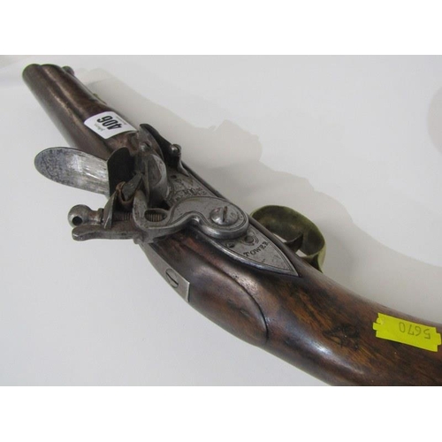 406 - EARLY 19th CENTURY FLINTLOCK PISTOL, short Sea service flintlock pistol with walnut stock, circa 180... 