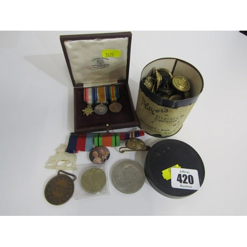 420 - MILITARIA, selection of 19th & 20th Century medals, badges, etc, including Queen South Africa medal ... 