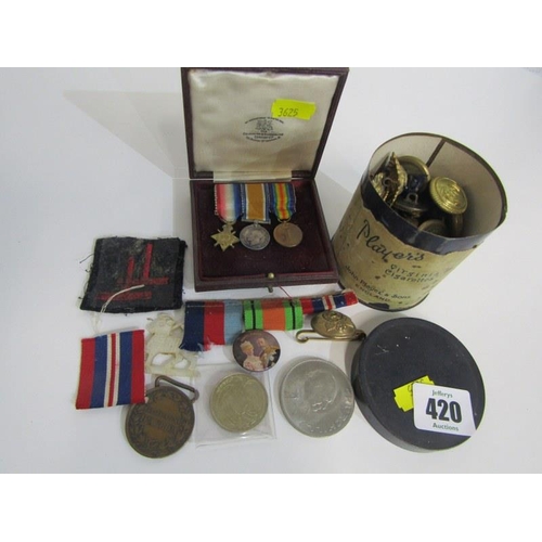 420 - MILITARIA, selection of 19th & 20th Century medals, badges, etc, including Queen South Africa medal ... 