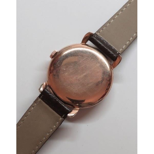 51 - GENT'S OMEGA WRIST WATCH, Gent's rose gold cased 30T2 wrist watch on brown leather strap