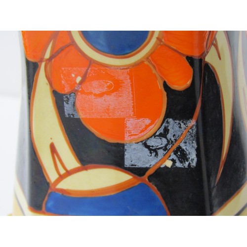 373 - CLARICE CLIFF, orange flower hexagonal petal shaped 21cm vase