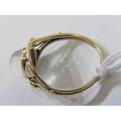 7A - MOONSTONE RING, yellow gold ring (tests high ct) set with a cabochon moonstone, size M