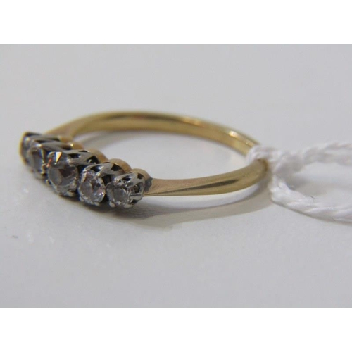 231 - 5 STONE DIAMOND RING, 18ct yellow gold and platinum set 5 stone diamond ring with approx. 0.5ct of d... 