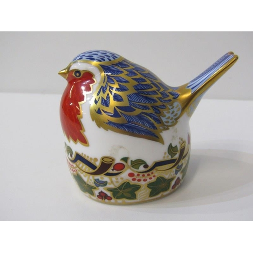 116 - ROYAL CROWN DERBY PAPERWEIGHTS, Robin Nesting and Owl (damaged)