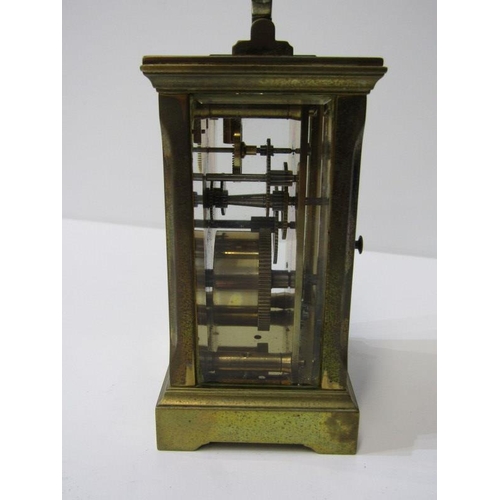 121 - CARRIAGE CLOCK, plain brass carriage clock by Huber, 12cm height