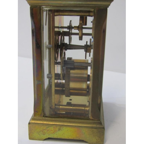 121 - CARRIAGE CLOCK, plain brass carriage clock by Huber, 12cm height