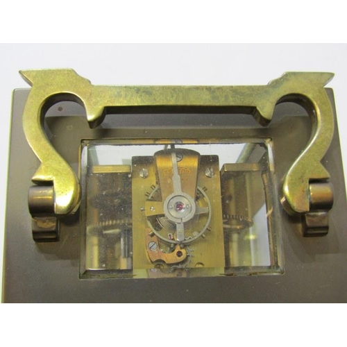 121 - CARRIAGE CLOCK, plain brass carriage clock by Huber, 12cm height