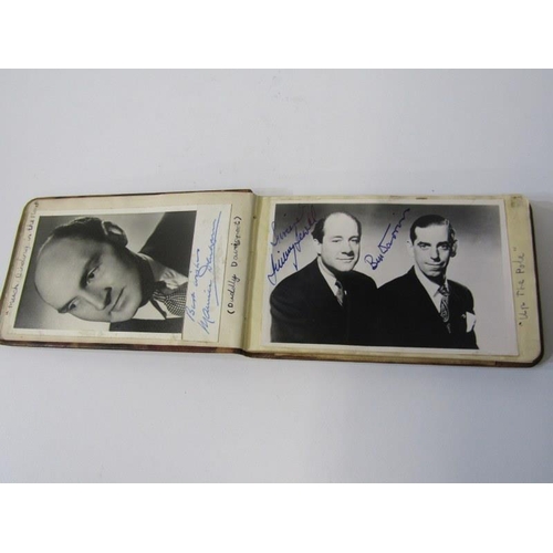 123 - AUTOGRAPH ALBUM, vintage autograph album containing signed photo cards of Morris Denham and others