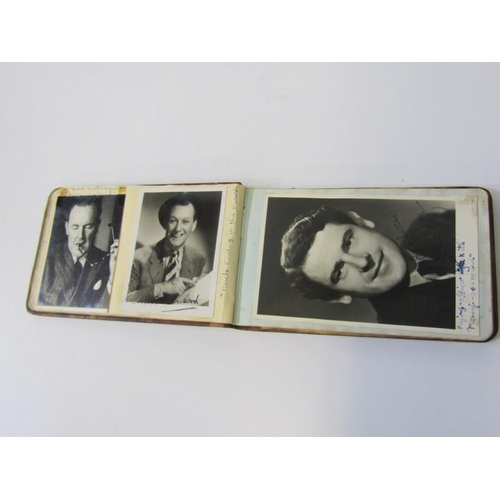 123 - AUTOGRAPH ALBUM, vintage autograph album containing signed photo cards of Morris Denham and others