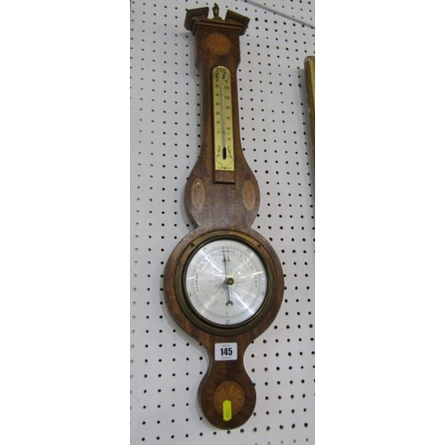 145 - MARQUETRY ANEROID BAROMETER