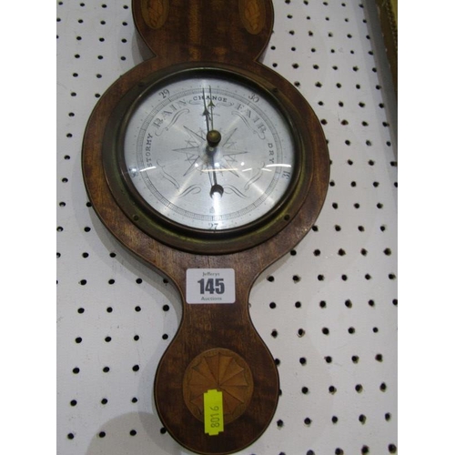 145 - MARQUETRY ANEROID BAROMETER