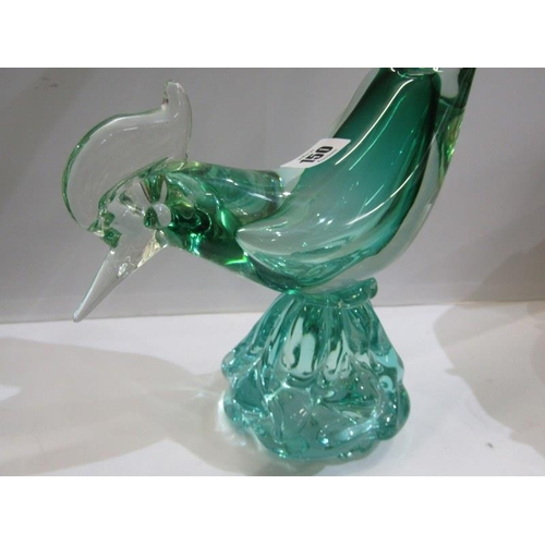 150 - ART GLASS, murano-style cockerel and leaping dolphin