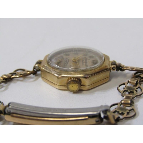 152 - VINTAGE LADY'S GOLD WATCH, Accurist 21 jewel gold cased wrist watch on plated strap, 13.1 grams over... 